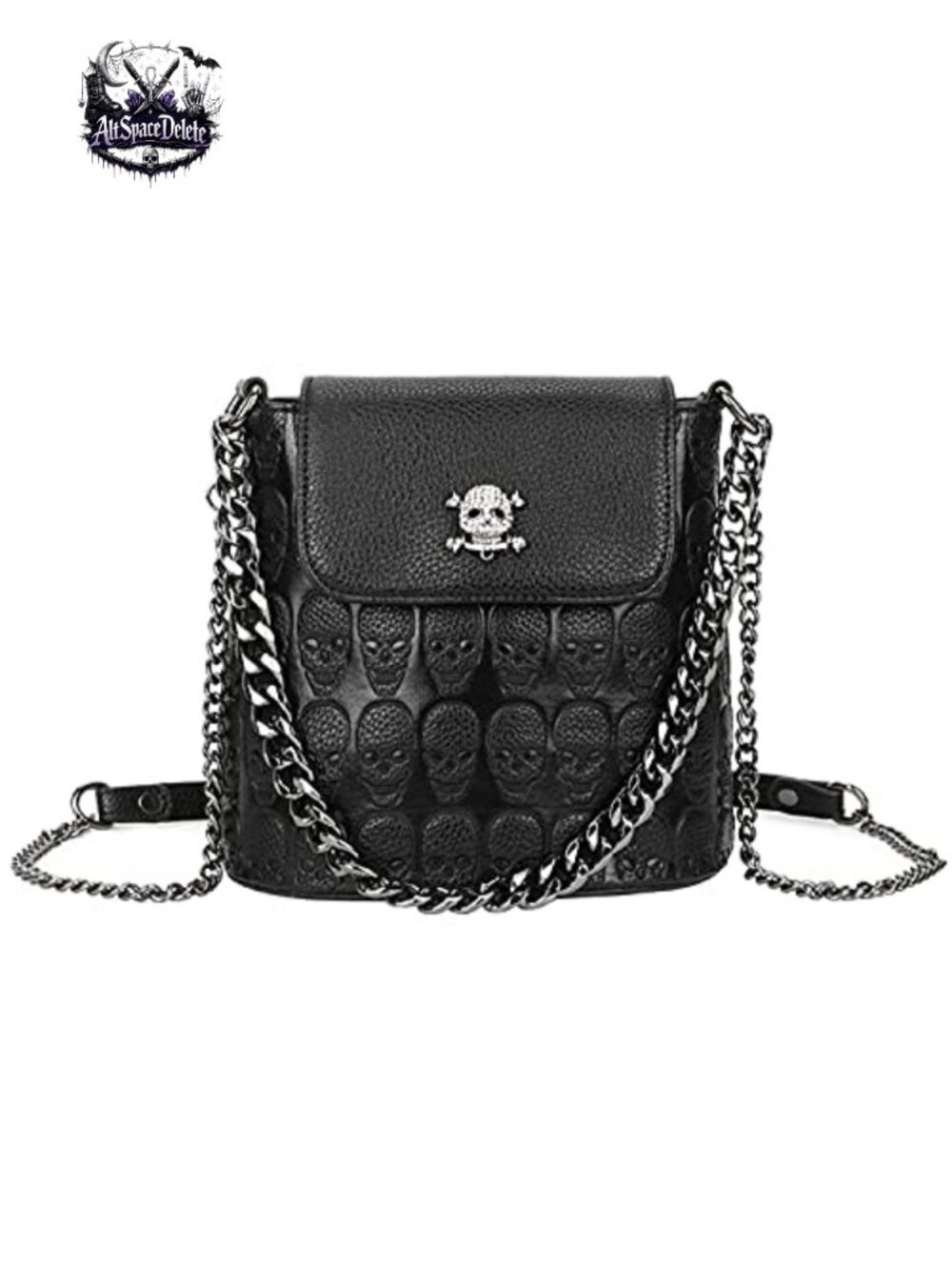 PU Leather Satchel Skull Shoulder Tote Bag Punk Handbag Vegan Crossbody